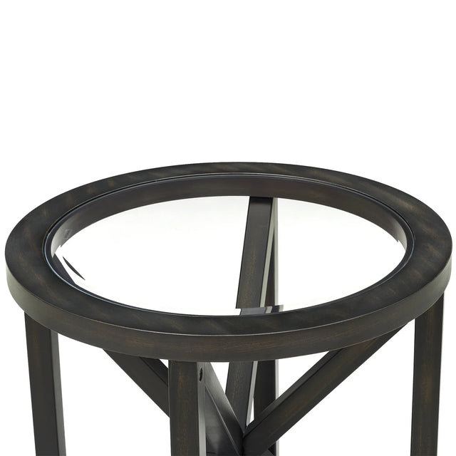Modern Round Tempered Glass Wood Base Coffee Table - Omega Lifestyles