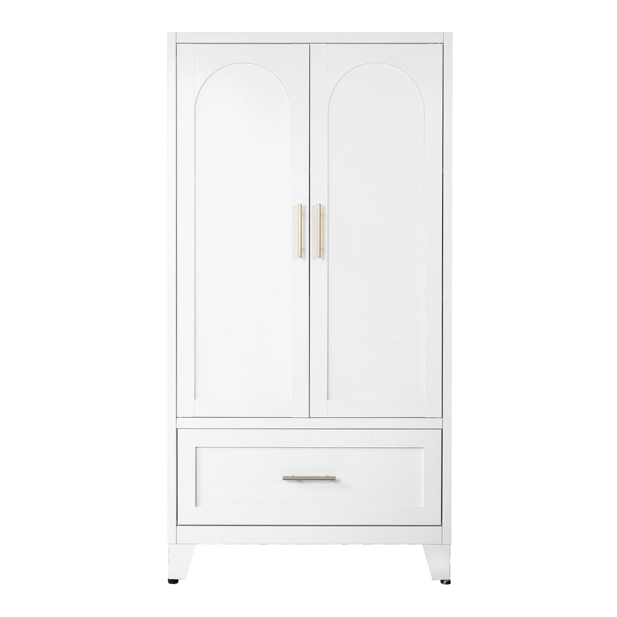 60-Inch White Steel Wardrobe Cabinet With Drawer