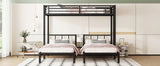 Metal Twin Over Twin Triple Bunk Bed With Guardrails - Omega Lifestyles
