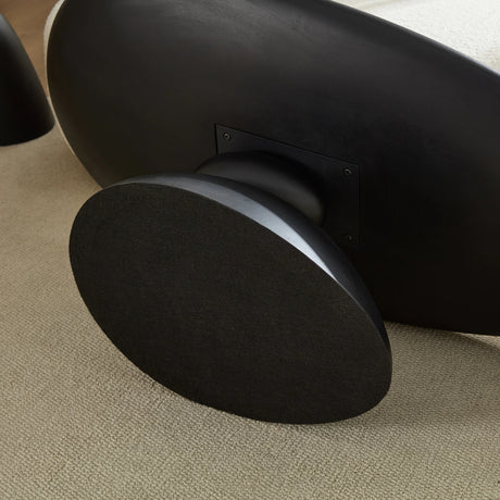 Minimalist Black Fiberglass Lucky Stone Oval Coffee Table - Omega Lifestyles