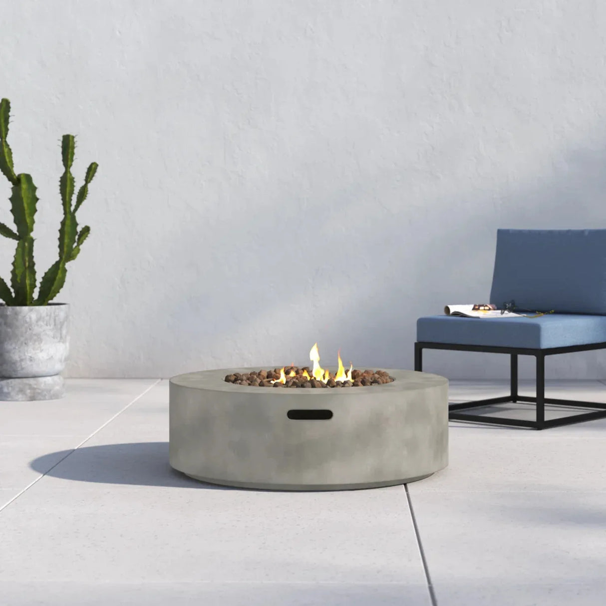 Modern Fiber Reinforced Concrete Outdoor Fire Pit Table - Omega Lifestyles