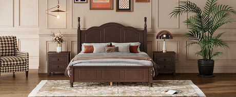 Full Size Dark Walnut Wood Platform Bed Frame - Omega Lifestyles