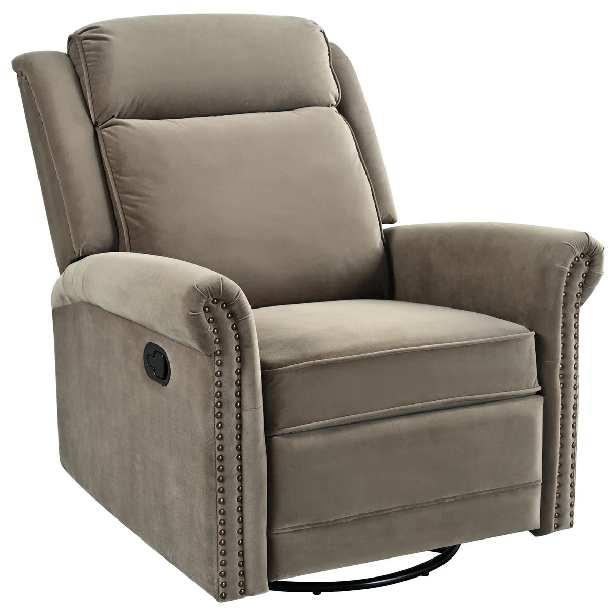 Light Brown Velvet 360° Swivel Adjustable Backrest Recliner - Omega Lifestyles