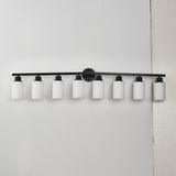 Modern Matte Black Glass 8-Light Wall Sconce Vanity Lamp - Omega Lifestyles