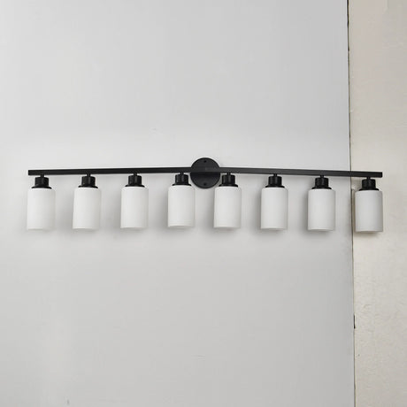 Modern Matte Black Glass 8-Light Wall Sconce Vanity Lamp - Omega Lifestyles