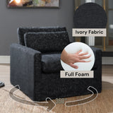 Dark Gray Fabric Foam-Filled Swivel Chair With Toss Pillow - Omega Lifestyles