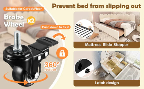 Beige Velvet L-Shaped Twin Daybed With Pull-Out Trundle - Omega Lifestyles