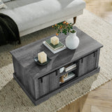 Rustic Grey MDF Sliding Barn Door Coffee Table - Omega Lifestyles