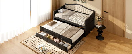Twin Daybed With Pull-Out Trundle And Storage Drawers - Omega Lifestyles