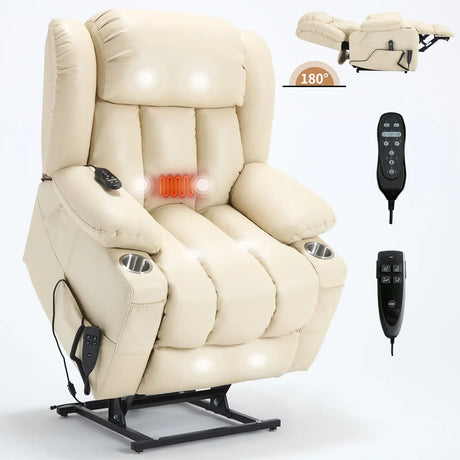 Dual Motor Power Lift Recliner Chair With Massage Heating - Omega Lifestyles