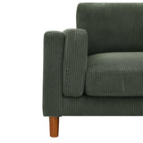 Dark Green Corduroy Upholstered Square Arm 3-Seat Sofa - Omega Lifestyles