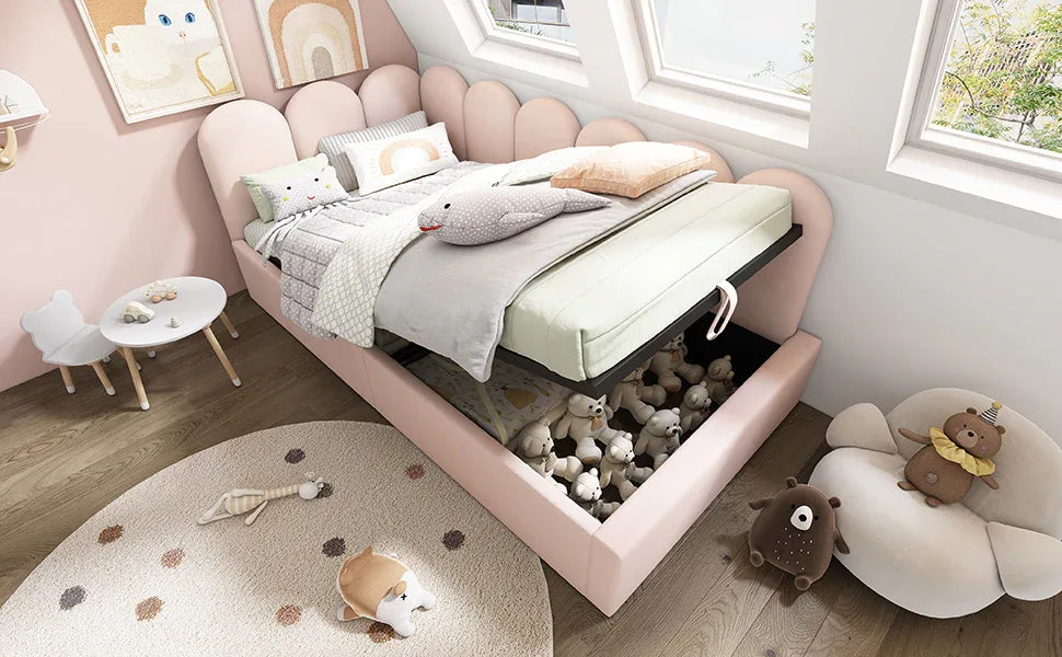 Pink Velvet Upholstered Twin Storage Daybed With Metal Frame - Omega Lifestyles