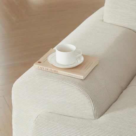 Modern L-Shaped Modular Corduroy 3-Seater Sectional Sofa - Omega Lifestyles