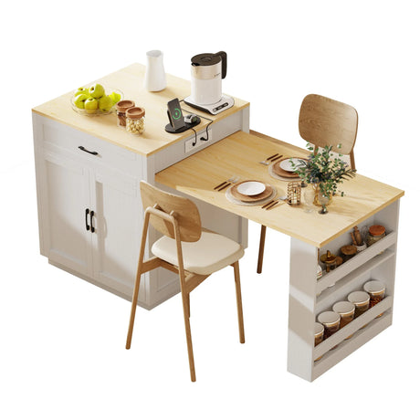 Extendable Kitchen Island With Dining Table Storage - Omega Lifestyles