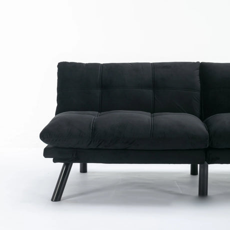 Black Upholstered Convertible Twin Sofa Bed With Foam Cushion - Omega Lifestyles