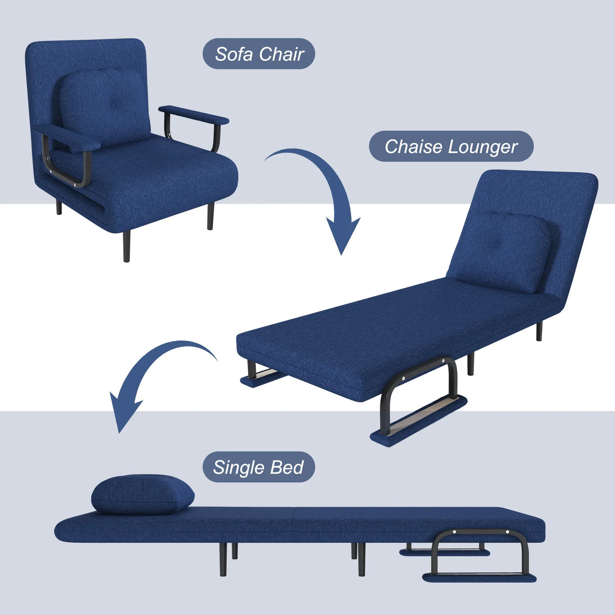 3-in-1 Folding Sofa Bed Adjustable Backrest Recliner Chair - Omega Lifestyles