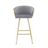 Set Of 2 Gray Velvet Fabric Bar Stools With Foam Cushion - Omega Lifestyles
