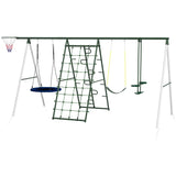 Heavy-Duty Steel Kids Outdoor Swing Set With Slide - Omega Lifestyles