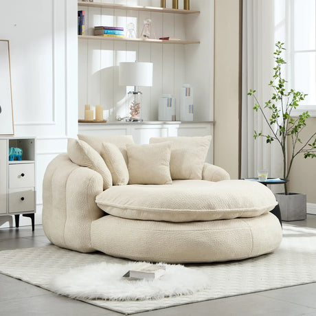 Oversized Chenille Memory Foam Bean Bag Sofa With Pillows - Omega Lifestyles
