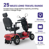 Heavy Duty Red Mobility Scooter With Luxury Seat - Omega Lifestyles