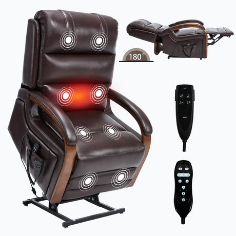 Power Lift Recliner Chair Faux Leather Massage Heat - Omega Lifestyles