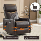 Brown Faux Leather Manual Heat Massage Recliner Chair - Omega Lifestyles