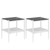 Set Of 3 Modern Tempered Glass Coffee End Tables - Sleep Galleria