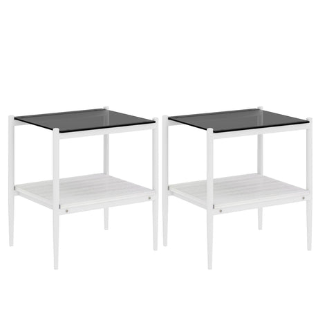 Set Of 3 Modern Tempered Glass Coffee End Tables - Sleep Galleria