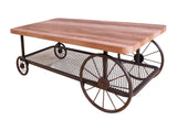 Rustic Oak Metal Wood Industrial Coffee Table - Omega Lifestyles