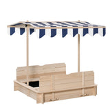 Wooden Kids Sandbox With Adjustable Canopy And Benches - Omega Lifestyles