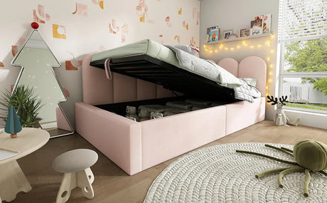 Pink Velvet Upholstered Twin Storage Daybed With Metal Frame - Omega Lifestyles