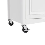 Classic Vintage Embossed White Kitchen Island On Wheels - Omega Lifestyles