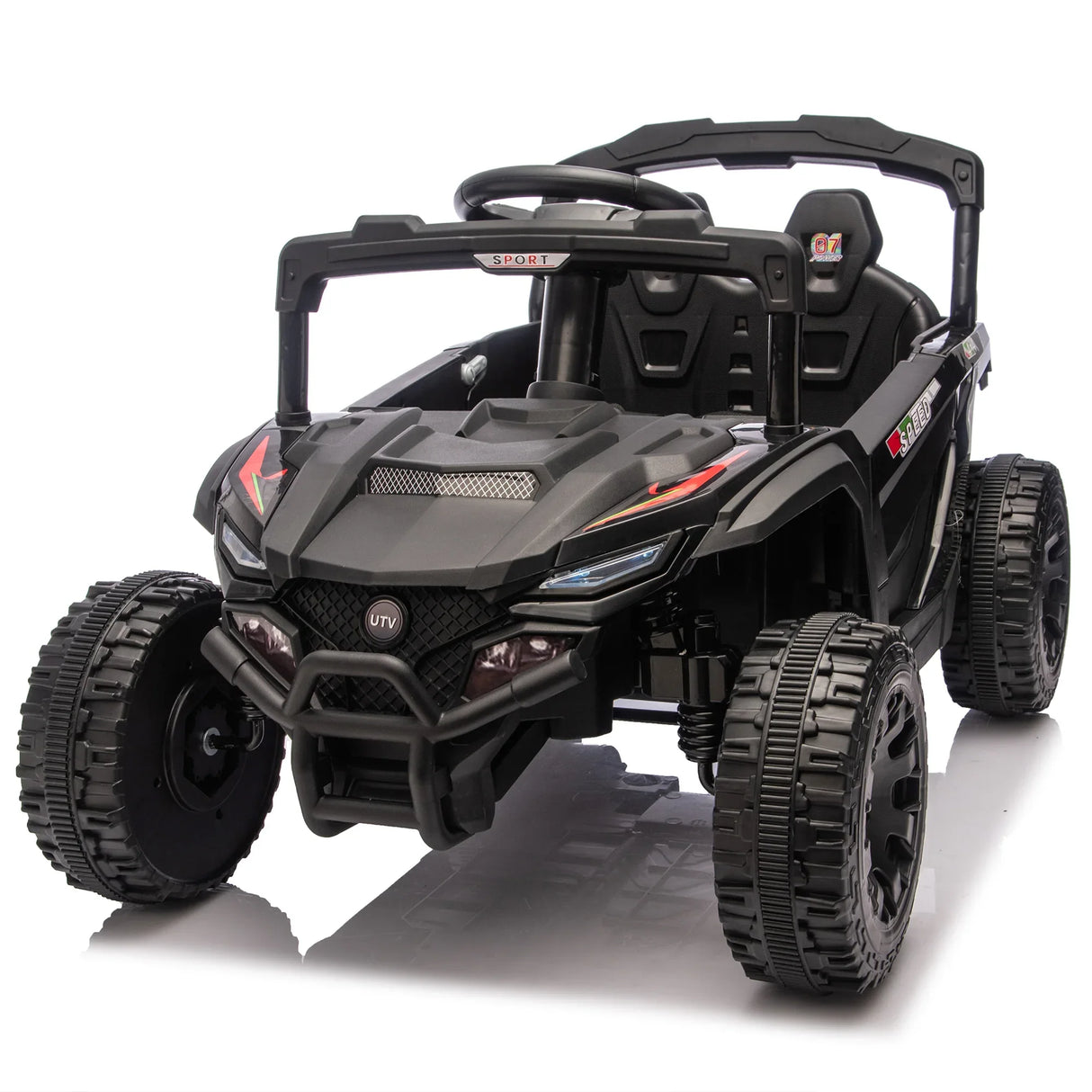 24V Kids Remote Control Black Ride On UTV - Omega Lifestyles