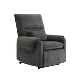 Power Lift Assist Recliner Chair Gray Chenille Upholstered - Omega Lifestyles