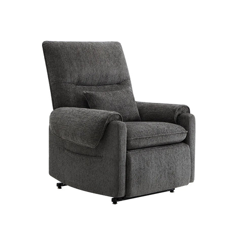 Power Lift Assist Recliner Chair Gray Chenille Upholstered - Omega Lifestyles
