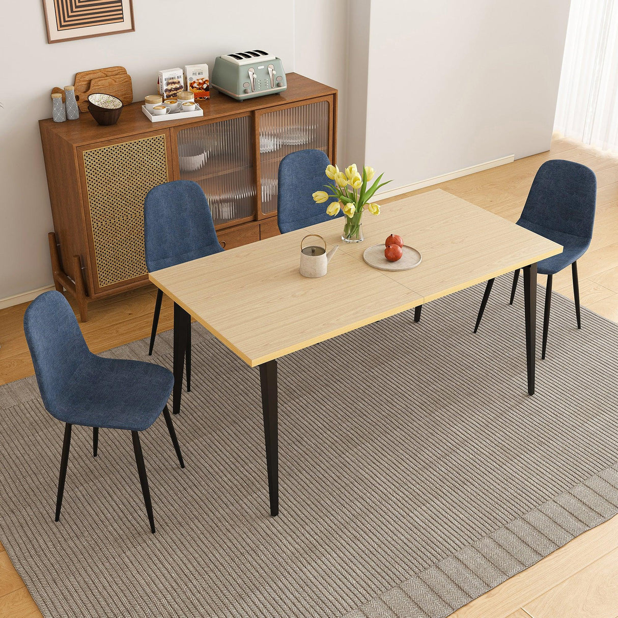 Farmhouse Industrial Dining Table With 4 Chairs - Omega Lifestyles