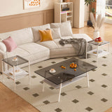 Set Of 3 Modern Tempered Glass Coffee End Tables - Sleep Galleria