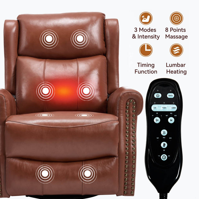 Genuine Leather Medium-Firm Massage Recliner Chair - Omega Lifestyles