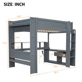 Full Wood Gaming Loft Bed Frame With Desk LED Charging Station - Omega Lifestyles