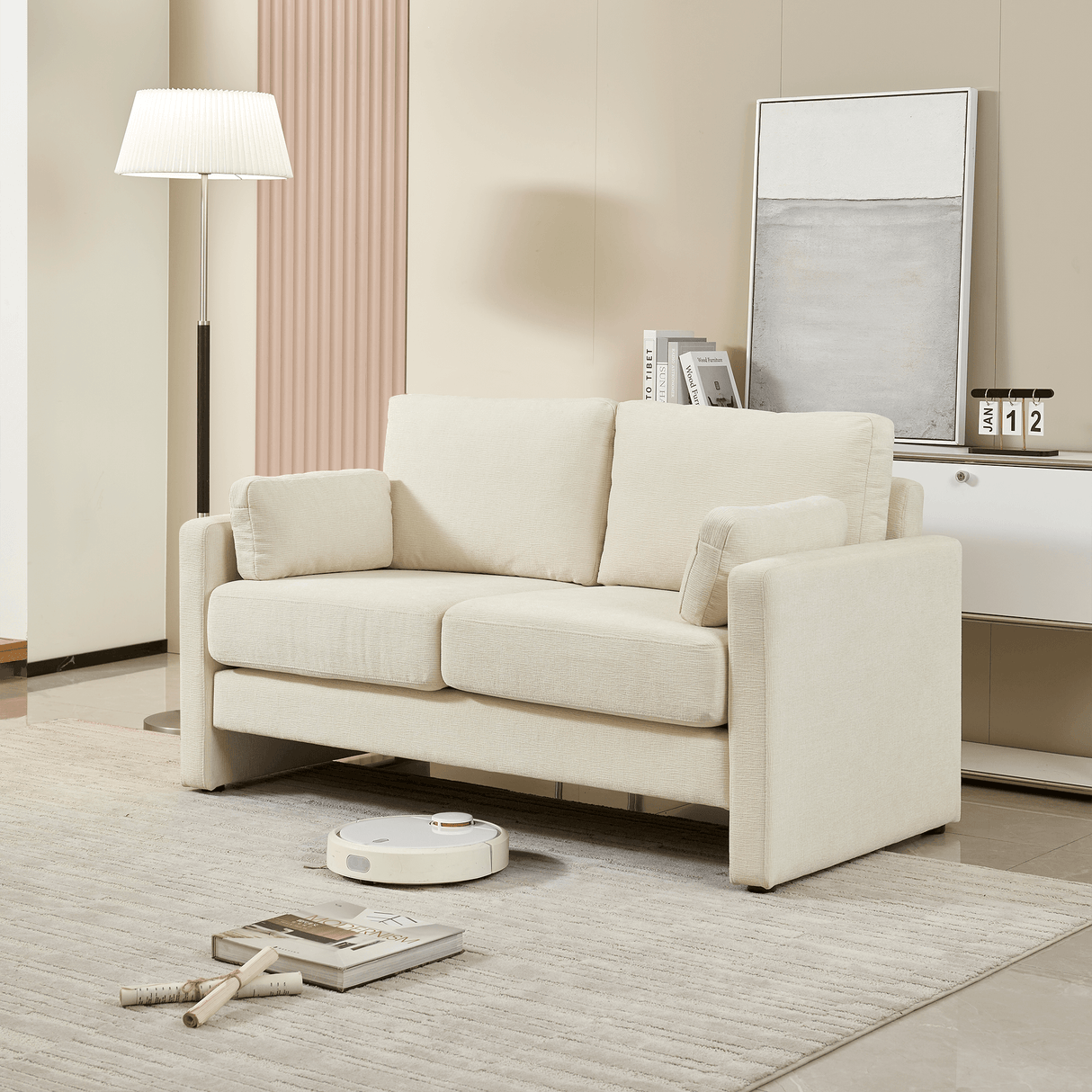 Modern Chenille Fabric 2-Seat Loveseat Sofa - Omega Lifestyles