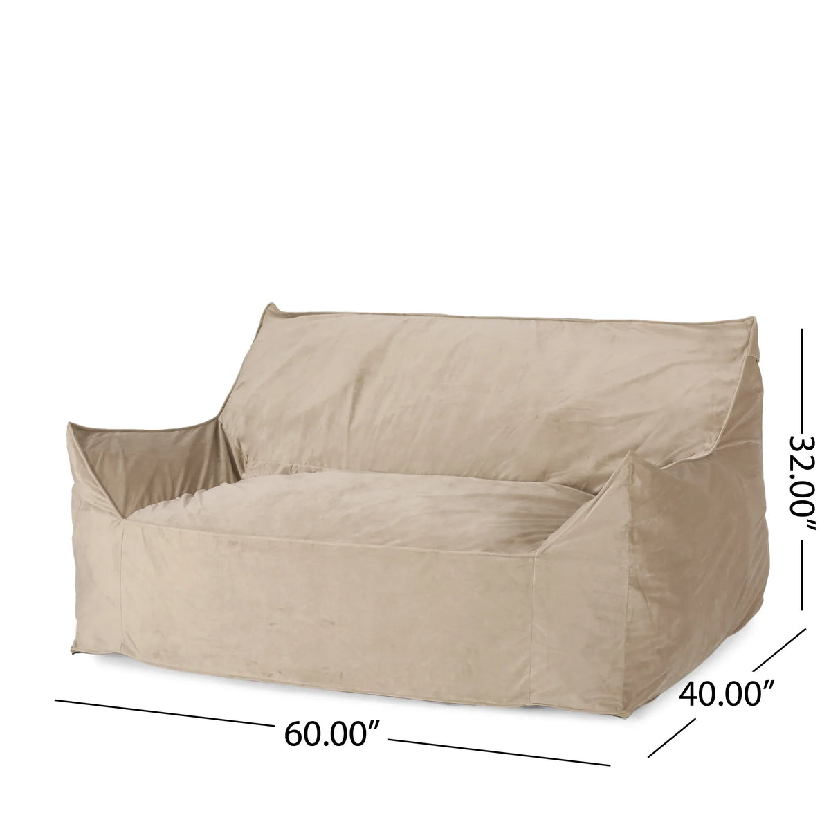 Velveteen Oversized Foam Filled Taupe Bean Bag Chair - Omega Lifestyles
