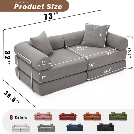 Modular Corduroy Folding Convertible Sofa Bed - Omega Lifestyles