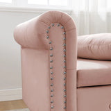 Pink Velvet Storage Chaise Lounge With Pillow - Omega Lifestyles