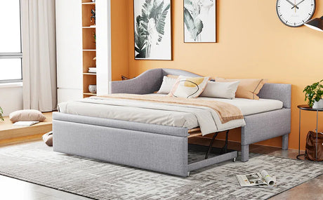 Twin Upholstered L-Shaped Daybed With Pop-Up Trundle - Omega Lifestyles
