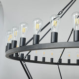 Matte Black Large Wagon Wheel 54-Light Chandelier - Omega Lifestyles