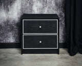 Black And Silver Synthetic Wood Accent Table With Drawers - Omega Lifestyles