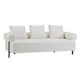 Modern 3-Seater Beige Boucle Upholstered Sofa With Pillows - Omega Lifestyles