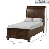 Twin Cherry Wood Platform Bed With Storage Drawers - Omega Lifestyles
