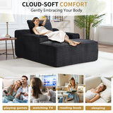Oversized Corduroy Fabric Twin Sleeper Chaise Lounge Chair - Omega Lifestyles