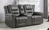 Grey Manual PU Upholstered Home Theater Recliner Chair Set - Omega Lifestyles
